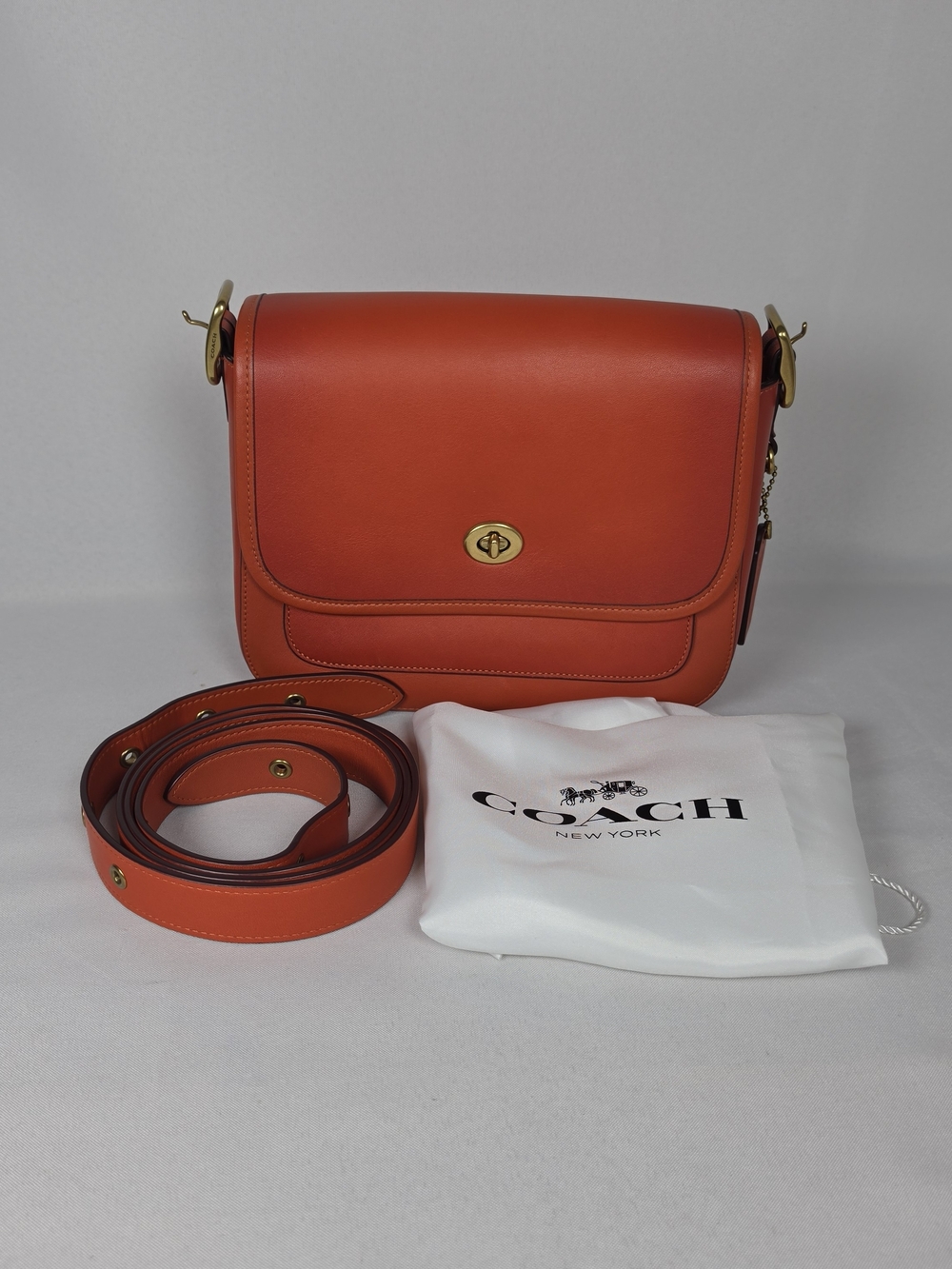 COACH New Rambler Crossbody Bag Glovetanned Leather 89127 Orange Mango Vietnam